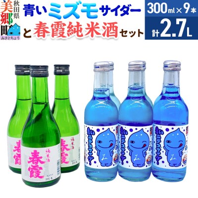炭酸飲料 日本酒 青いミズモサイダー6本と春霞純米酒3本のセット|01_amd-620101da