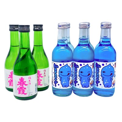 炭酸飲料 日本酒 青いミズモサイダー6本と春霞純米酒3本のセット|01_amd-620101da