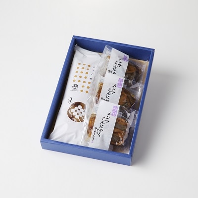 【玉こんにゃく煮】1袋と【メンマこんにゃく煮】3袋　詰合せ　0004-2603