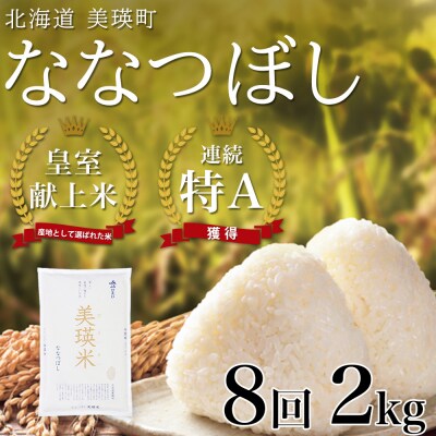 米 定期便 【2kg 8ヶ月】 皇室献上米 特A ななつぼし 【先行予約 令和8年産】 お米