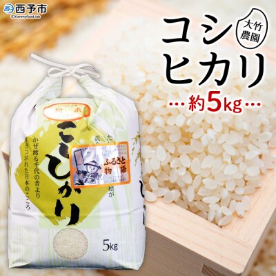 <令和8年産:大竹農園　「コシヒカリ」5kg>　米　コメ　ご飯　西予市　宇和