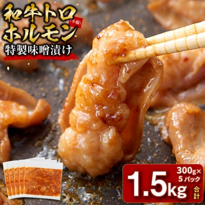 <訳アリ>和牛トロホルモン　特製味噌漬け　1.5kg(300g×5)【12月発送】