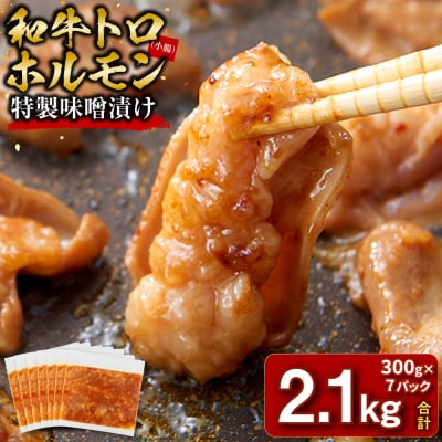 <訳アリ>和牛トロホルモン　特製味噌漬け　2.1kg(300g×7)【12月発送】