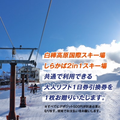 白樺高原国際スキー場・しらかば2in1スキー場大人共通リフト1日券[R3-15-05]