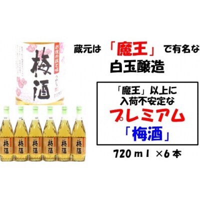 【魔王の蔵元】白玉醸造の「プレミアム梅酒720ml」6本セット 2045-2
