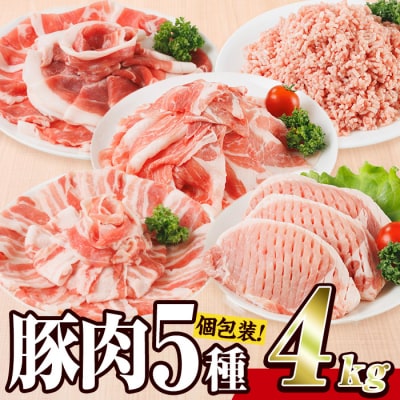 <1回配送> 豚肉 バラエティーパック (合計4kg) 