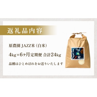 【令和8年産】原農園 JAZZ米 白米 4kg ひとめぼれ 6回定期便 米 お米