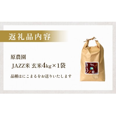 【令和8年産】原農園 JAZZ米 玄米 4kg にこまる 米 お米 こめ コメ ご飯