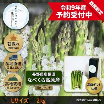【令和9年産先行予約】アスパラガス みゆきアスペルジュ Lサイズ 2kg入り(44～52本)