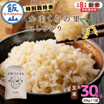 【令和8年新米予約】特別栽培米 「かまくらの里 コシヒカリ」 玄米 30kg (30kg×1袋)
