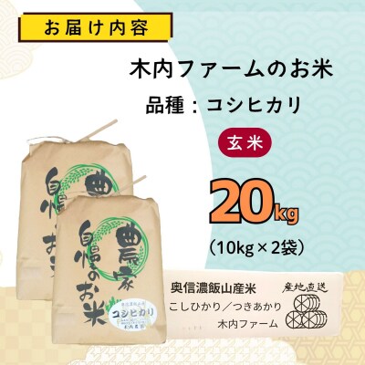 【先行予約】《 令和8年産 新米 》 こしひかり 玄米 20kg  奥信濃飯山～木内ファームのお米～
