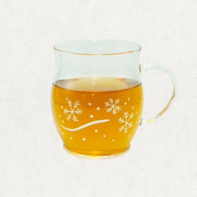 蒔絵で描いた 雪華 ガラス マグカップ  330ml (耐熱ガラス)