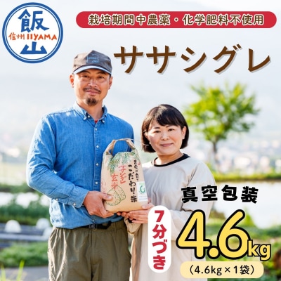 精米7分つき 【4.6kg】 令和8年産 ササシグレ 長野県産 【やよい農園】
