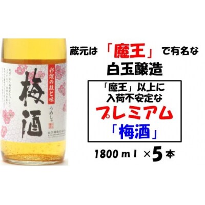 【魔王の蔵元】白玉醸造の「プレミアム梅酒」5本セット 3030-2