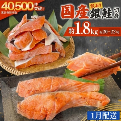 【1月配送】訳あり 国産 銀鮭 1.8kg 切り身 鮭 さけ 冷凍 不揃い サーモン 塩鮭 石巻