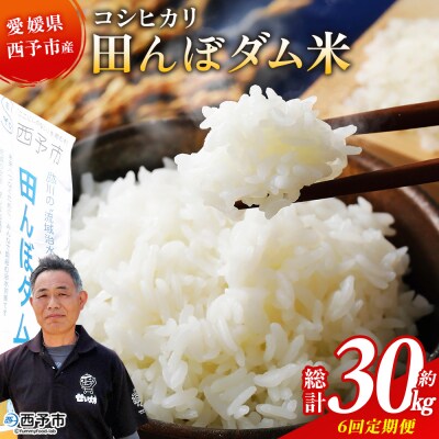 <令和8年産 愛媛県西予市産 コシヒカリ 田んぼダム米 5kg 6回定期便　
