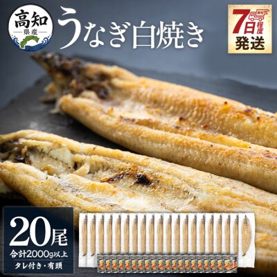 【数量限定】うなぎ 国産 白焼き 2kg以上 20尾×100～120g 鰻 大容量 yw-0083