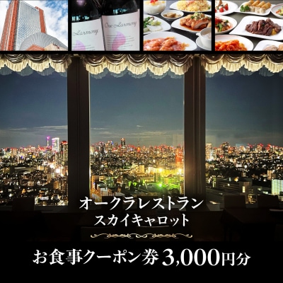オークラレストランスカイキャロット お食事クーポン券(ふるさとチケット)3,000円分 