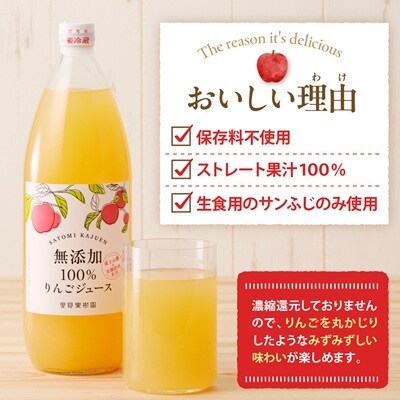【2027年1月～発送】里見果樹園で採れたりんご100%ジュース　1L×6本　0079-2635
