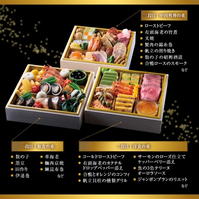 【ホテルオークラ京都】おせち三段重 和食の重・洋食の重・中国料理の重 約4～5名様用 御池 人気 