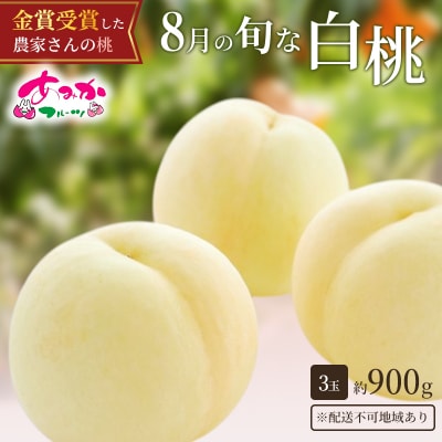 桃 2027年 先行予約 8月の旬な 白桃 をお届け!3玉 約900g[NO5765-1559]