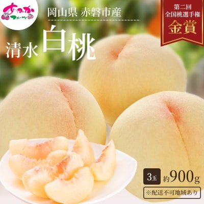 桃 2027年 先行予約 清水 白桃 をお届け!3玉 約900g [NO5765-1560]