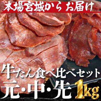 【秘伝の塩タレ×二日熟成】牛たんkg豪華食べ比べ!部位ごとの食感と旨味を楽しむ贅沢セット