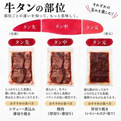 【秘伝の塩タレ×二日熟成】牛たんkg豪華食べ比べ!部位ごとの食感と旨味を楽しむ贅沢セット