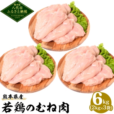 熊本県産 若鶏のむね肉 2kg×3袋 合計6kg 鶏肉_040-5217-A