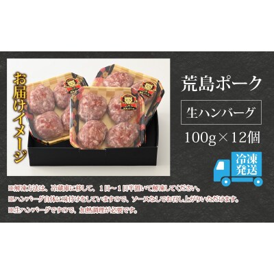 【福井のブランド豚肉】荒島ポーク 手作りハンバーグ100g×12個(計1.2kg)