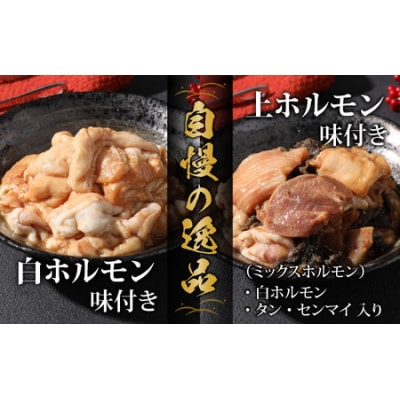  星山ホルモン 1.2kg 食べ比べ  (白・ミックス 各300g×2袋)(たれ付) 