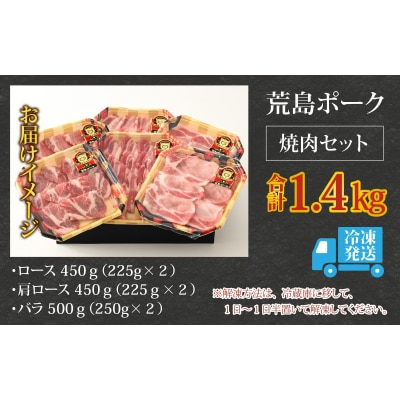 【福井のブランド豚肉】荒島ポーク食べ比べ焼き肉セット3点盛 1.4kg