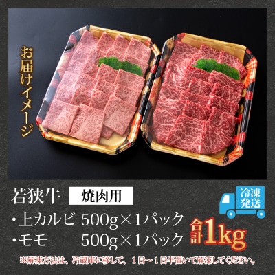 【福井ブランド牛肉】若狭牛焼肉食べ比べセット 1kg(上カルビ500g・モモ500g 各1パック)