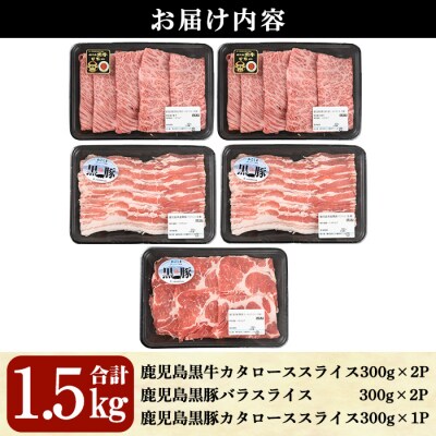 鹿児島黒牛・黒豚しゃぶしゃぶセット(計1.5kg)【A-1201】