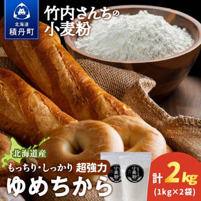 竹内さんちの小麦粉【北海道 ゆめちから(1kg×2袋)便利な小分け袋でお届け】2kg 小分け