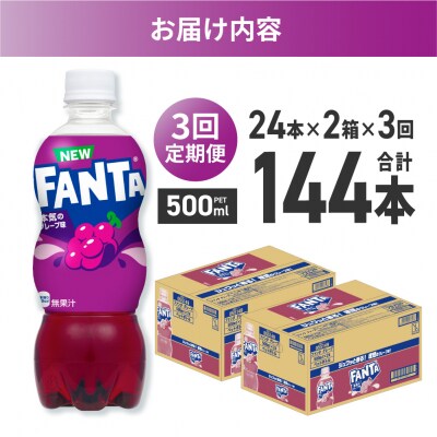 【3ヶ月定期便】ファンタ グレープ 500mlPET×48本(2ケース)_hs137-209