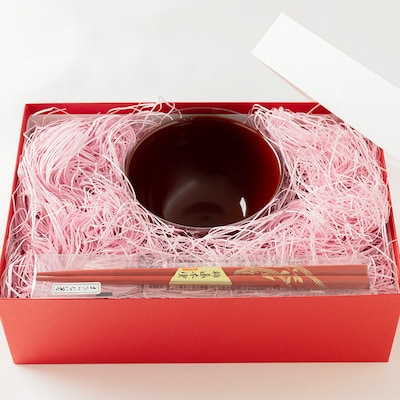 山中塗花嫁おわんと輪島塗お箸セット【能登の花嫁のれんオリジナル】