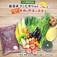 【令和4年産】能登米コシヒカリ3kgと直売所に並ぶ季節の野菜の詰合せ | ふるさと納税のお礼品