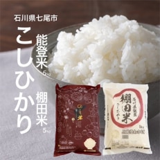 【令和5年産】能登米コシヒカリと棚田米コシヒカリ5kg(合計10kg) お米食べ比べセット