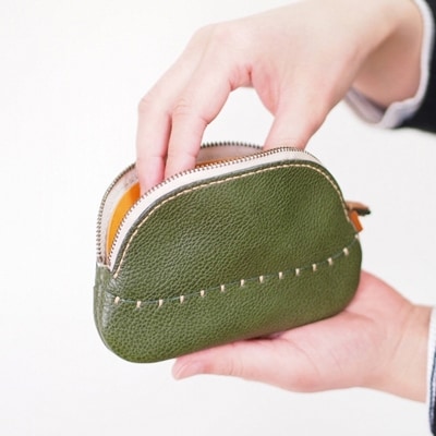 【本革】そら豆の小銭入れ/ナチュラル/ハンドメイド