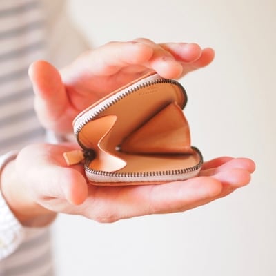 【本革】小銭だけ入れ/チョコ/ハンドメイド