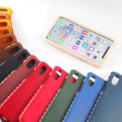 【iPhoneXR用】本革ケース/グリーン/ハンドメイド