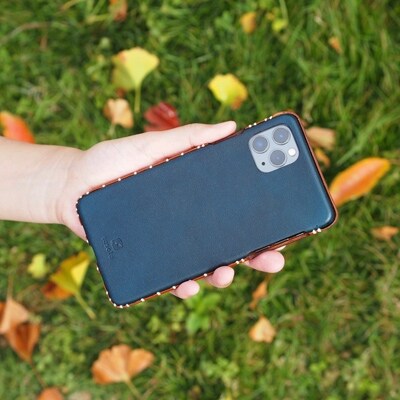 【iPhone11用】本革ケース/ダークブラウン/ハンドメイド