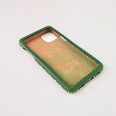 【iPhone11用】本革ケース/グリーン/ハンドメイド