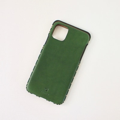 【iPhone11用】本革ケース/グリーン/ハンドメイド