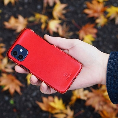 【iPhone12用】本革ケース/マホガニー/ハンドメイド