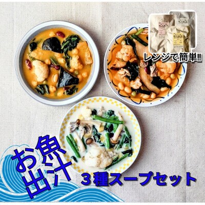 レンジで簡単　お魚出汁の野菜ゴロゴロスープ3種セット(各3個 計9個入)