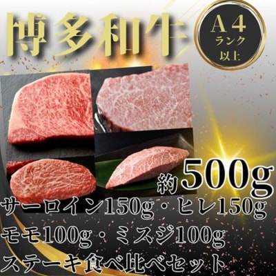 博多和牛A4～A5ランク・ステーキ部位食べ比べ4種セット【博多和牛】.BF044