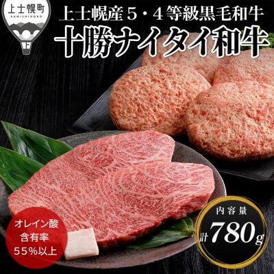十勝ナイタイ和牛 ミニ ステーキ ハンバーグ セット 計780g 北海道産 5・4等級黒毛和牛