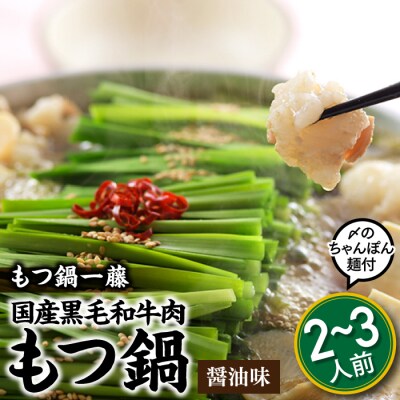 【もつ鍋一藤】国産黒毛和牛肉のもつ鍋醤油味(2～3人前)【もつ鍋・醤油味】.AE345